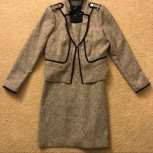 WHBM Piped Grey and Black Tweed Suit Set